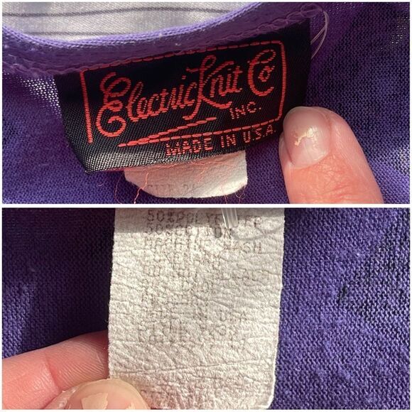 Vintage Purple Button-Up Top Bold Geometric Print SZ L - Eclectic Indie Unique - Picture 6 of 6